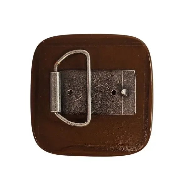 Vintage 90s Fused Glass Tree Buckle — Bold Forest Art-to-Wear Statement - Picture 2 of 2